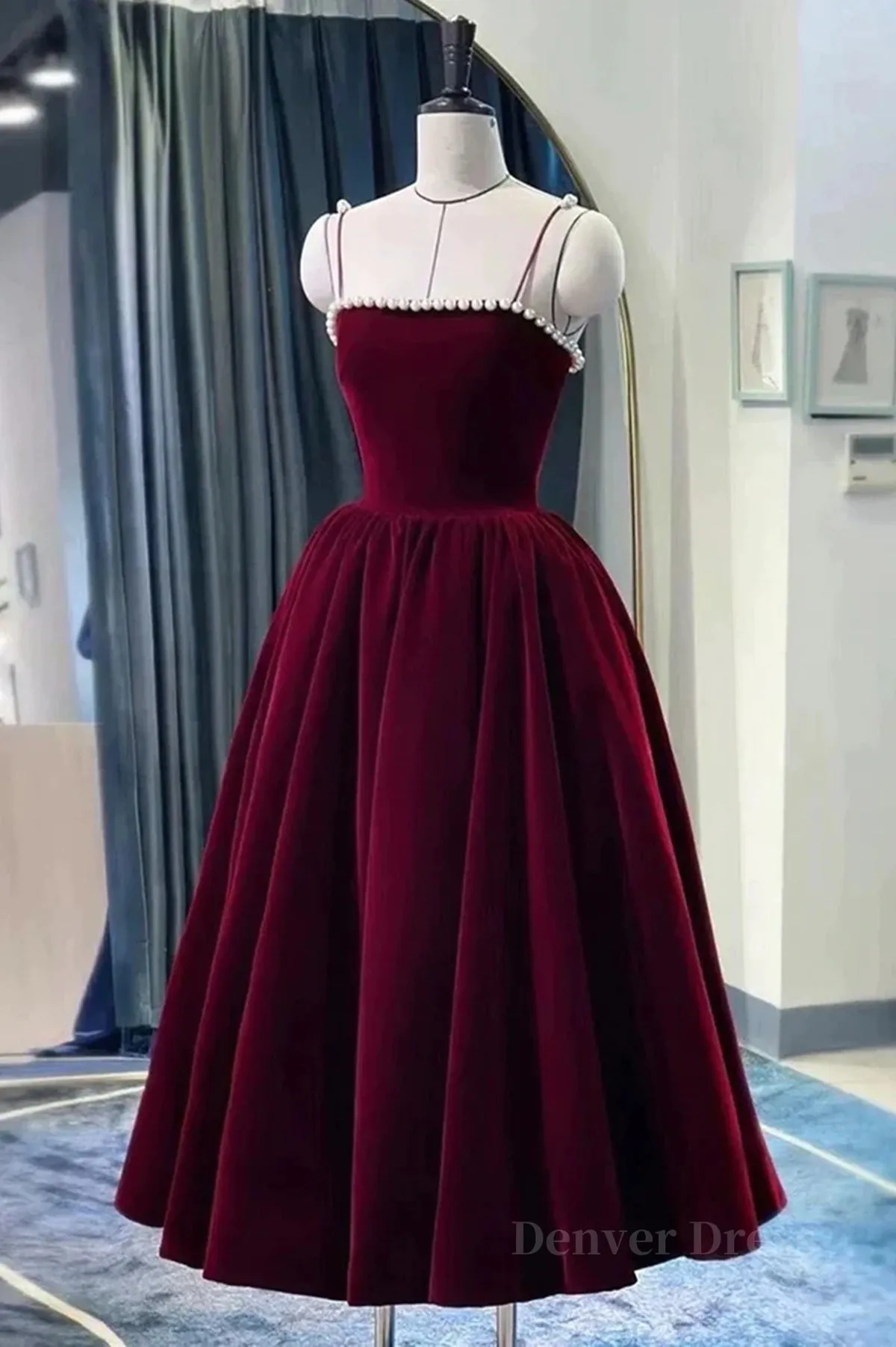 Tea Length Velvet Prom Dresses Velvet Tea Length Formal Homecoming Dresses