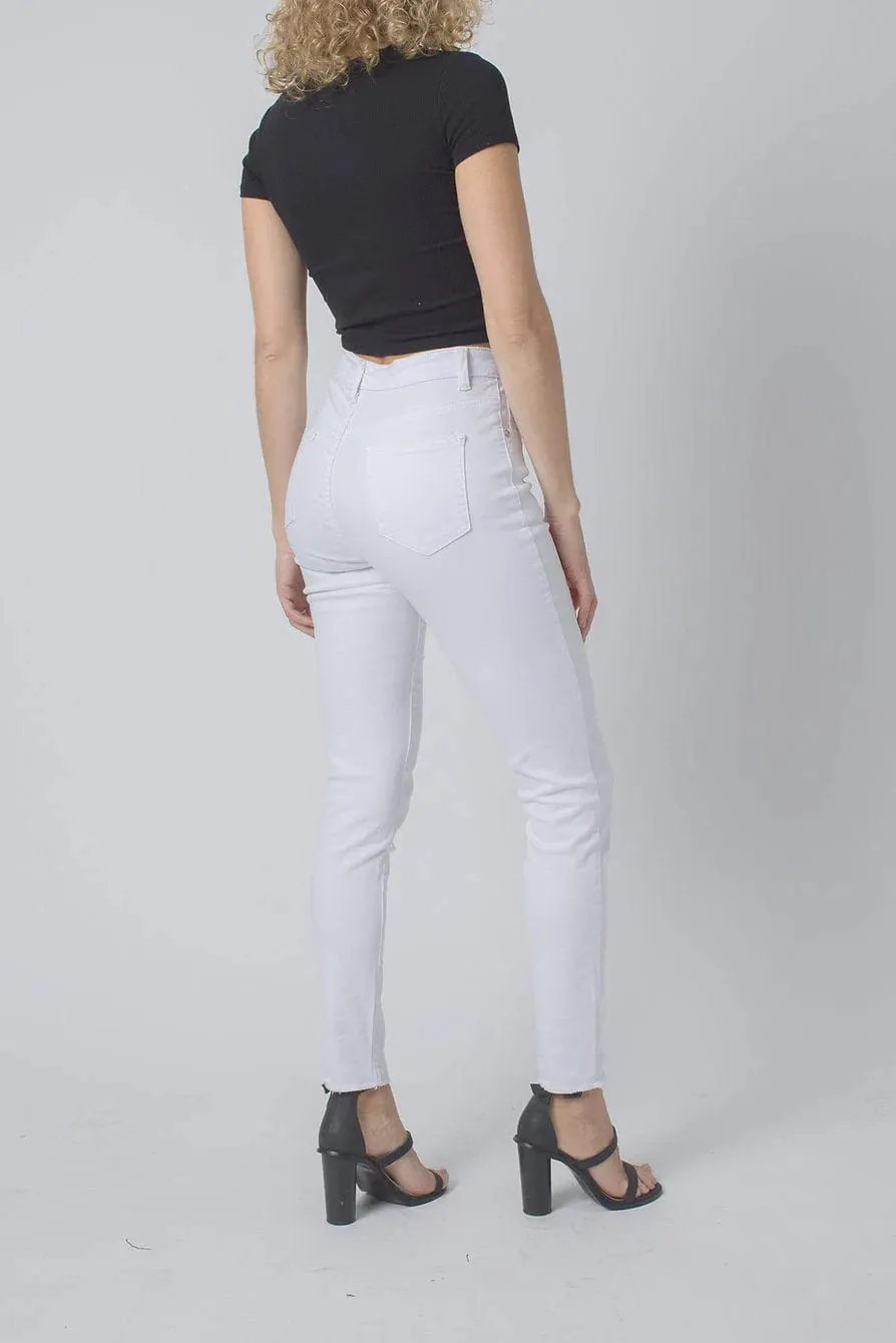 Wakee Denim Jean Skinny High Rise - White 69941