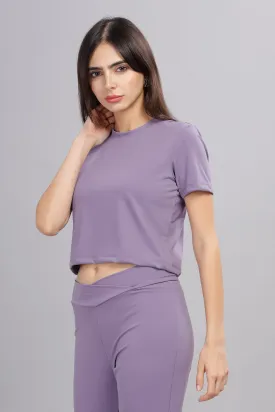 Women’s super stretchy ultra soft sweat wicking Nylon crop top and Jogger Set (LILAC)